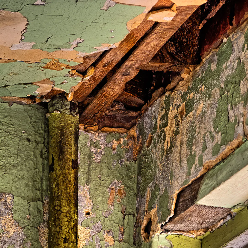 a dilapidated ceiling paint